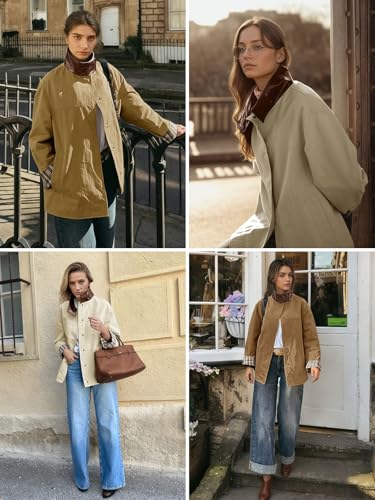 Tankaneo Brown Trench Coat with Leather Collar, Small Size - Stylish Fall Barn Jacket - Image 6