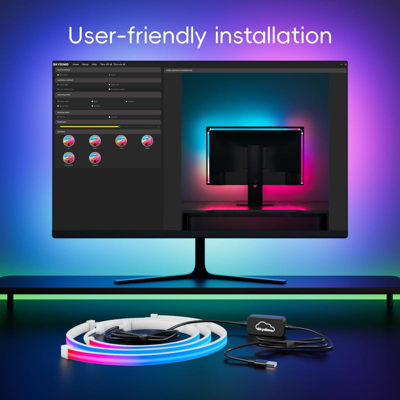 Skydimo, striscia di luci LED a 4 lati, per schermo da 27", retroilluminazione monitor, luci a LED, retroilluminazione PC, sincronizzazione con schermo a colori o musica, luce dinamica intelligente