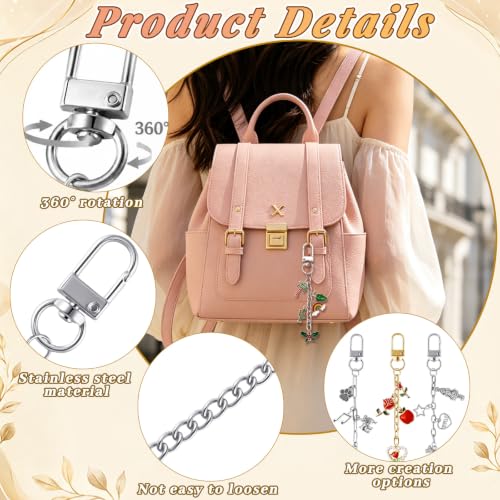 Image of Wurosi 24 Sets Keychain Making Kit for Bag Charm with Package,Gold & Silver