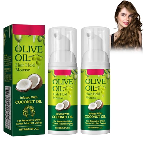2 Pièces Mousse Coiffante Hydratante, Curl Defining Cream, Soin Coiffant pour Cheveux Bouclés Frisés Crépus, Définit les Boucles et Réduit les Frisottis, Convient à Tous les Types de Cheveux