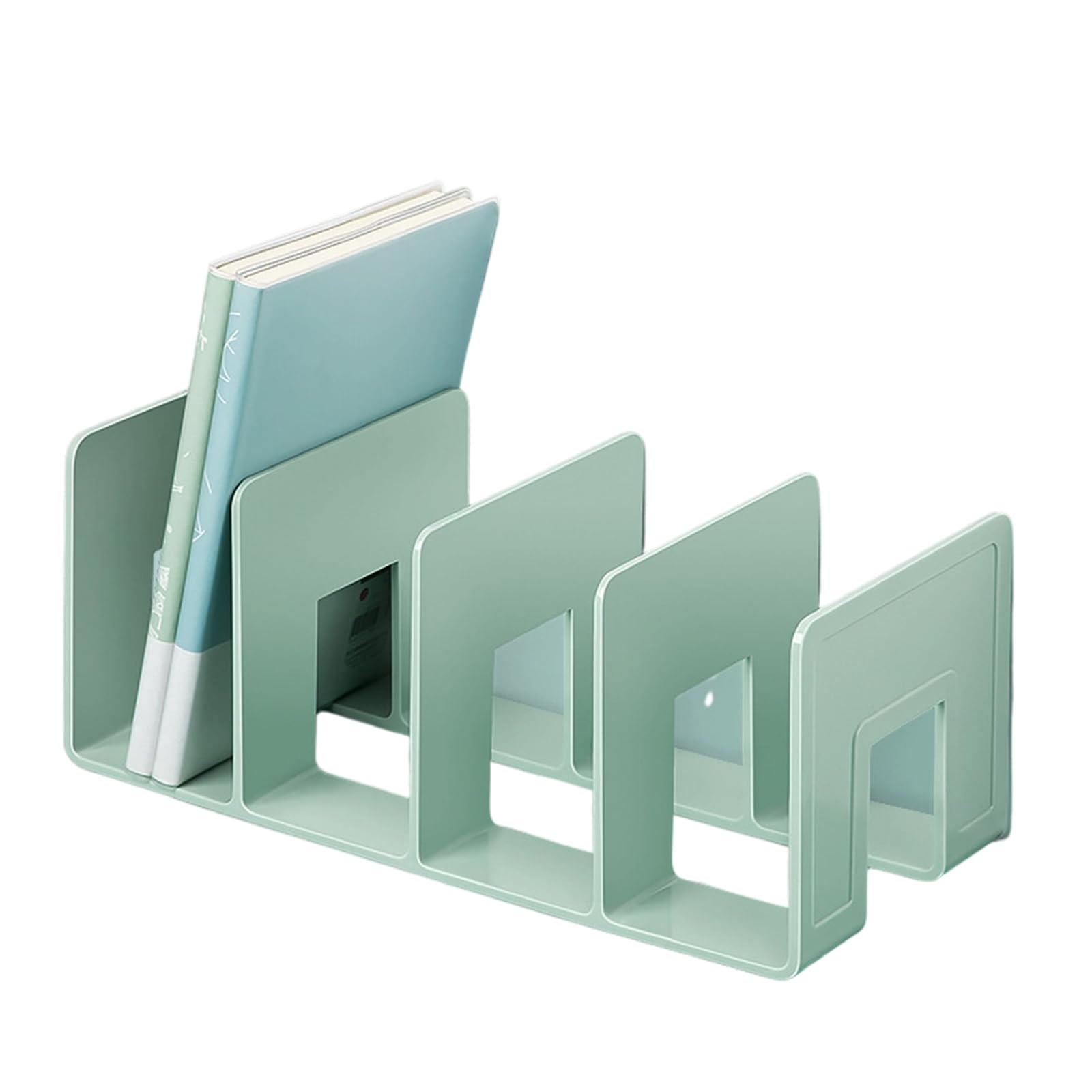 Bookend for Shelf 4 Section Book End Desktop Organiser Stoppers Magazine Stand 32x14.4x13cm Stackable Document Organiser for Desk