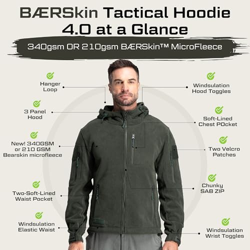 Baerskin Tactical Hoodie Jacket for Men 4.0 - Military Style Fleece Sweater for Cold, Rain, Wind or Snow2
