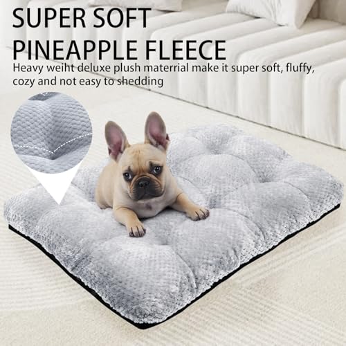 CLKHOWL Washable Dog Bed Plush Dog Crate Beds for Large, Medium, Small Size Dogs, Anti-Slip Soft Comfy Pet Kennel Pad, Fits Crate Mat and Cat Bed Mat (Grey, 25.59x19.68 inch) - Image 4