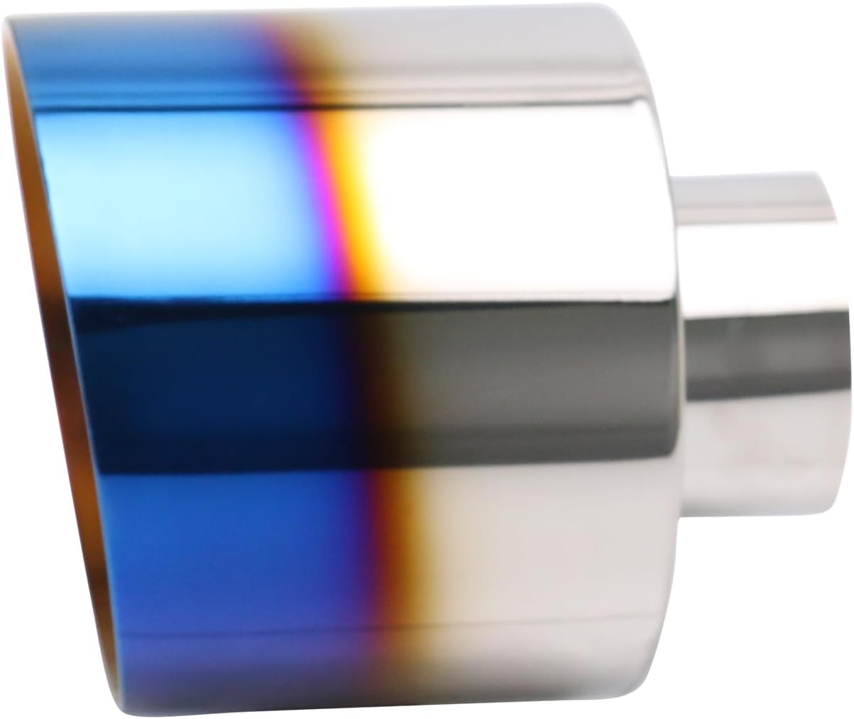 MGSTORM 5" Outlet Blue Burnt Universal Exhaust Tip, 2.5" Inlet, 6" Long, Premium Stainless Steel, Weld-On Double Wall Slant Edge