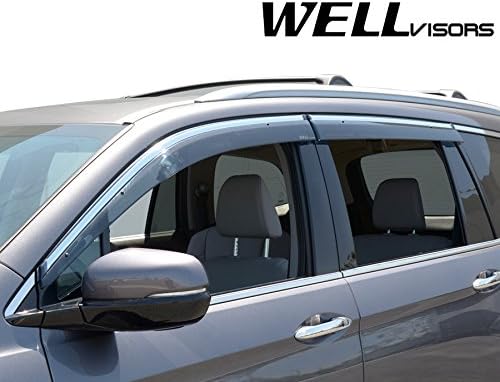 WellVisors Window Visors 16-22 Compatible with Honda Pilot Side Deflectors Chrome