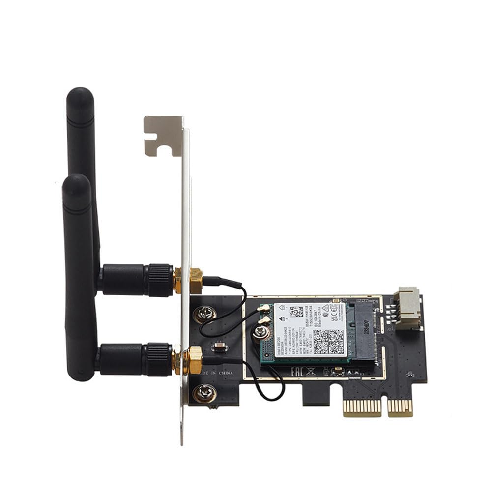 Carte WiFi PCI-E WiFi 7 BE200, Tri-Band 2.4G&5G&6GHz, Métal Noir+PCB, Vitesse sans de 8774Mbps, Carte Réseau sans BE200 pour Win11.