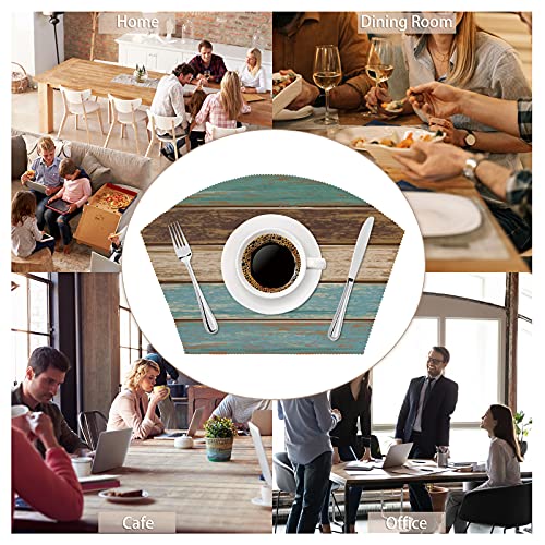 Placemats For Round Tables Set Of 5 Retro Rustic Wood Texture 4 Wedge Table Mats 1 Round Table Mats Washable Heat Resistant Non-Slip Dining Table For Home Kitchen Indoor Placemat #TOP5