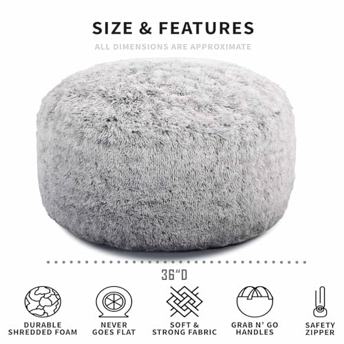 Image of Bean Bag Chairs, Memory Foam Stuffing Bean Bag Chair for Adults /Teens /Kids, Plush Faux Fur Lazy Sofa Furniture with Removable High-Rebound Memory Foam for Living Room Bedroom College Dorm