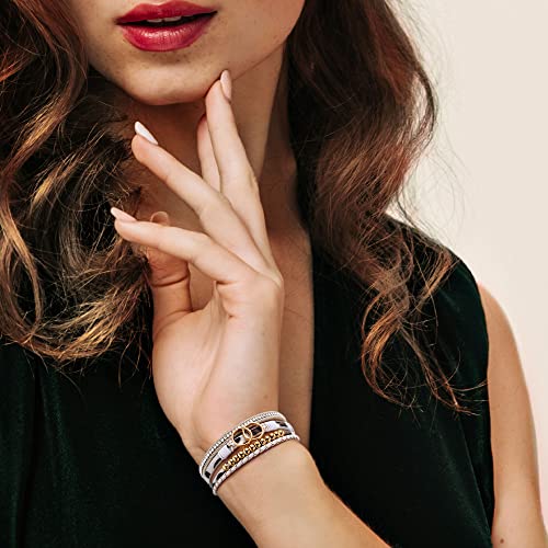 Btysun Bracelets for Women,Stocking Stuffers for Teens Birthday Gifts for Mom Inspirational Gift for Women Mother's Day Daughter Wrap Bracelet Sister Friend Teen Girl Gifts Leather Layered Jewelry Valentines Gift for Her