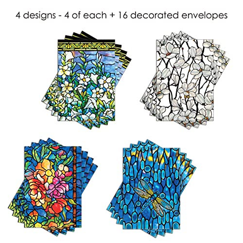 Image of RainCaper Fine Art Keepsake 5x7 Blank Stationery Tiffany Greeting Note Cards With Decorative Envelopes, Gift Boxed Set of 16 | 300 GSM Cardstock (Tiffany Stained Glass)