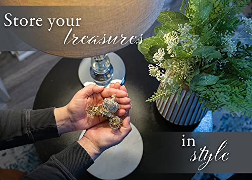 Cottage Garden Hand Painted Metal Enamel Hinged Trinket Box Ornamental Mini Jewelry Ring Earring Organizer Vintage Collectible Figurine Keepsake Box With Bejeweled Crystals, Golden Queen's Carriage #TOP6