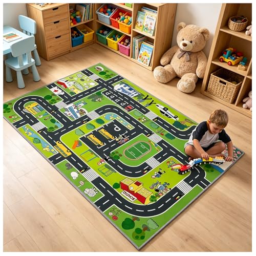CLAILEIRS Tapis Voiture Enfant (80 x 120 cm), adapté pour Chambre Fille/garçon, Pliable, Lavable