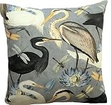 El patrón varía Funda de cojín de algodón gris con diseño de garzas, diseño de pájaros, funda de almohada moderna para sofá, decoración de sala de estar