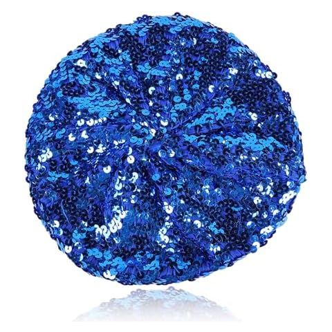 Peysaitr Women's Sequined Blue Beret Cover
