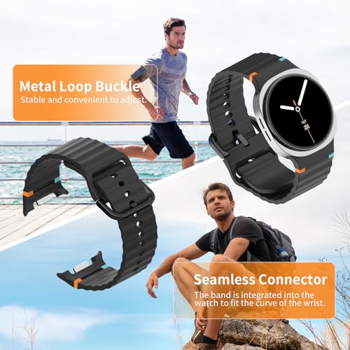 6 Pack Sport Bands Compatible with Samsung Galaxy Watch 8/8 Classic Band 40mm 44mm 46mm (2025), No Gap Soft Silicone Waterproof Strap for Galaxy Watch8 / 8 Classic Band for Men Women with Rugged Metal - image 3