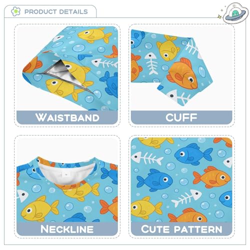 JUNZAN Cartoon Fish Blue Kids Girls Sweatshirt Hoodie Long Sleeve Sweatshirts for Boys Party 4T3