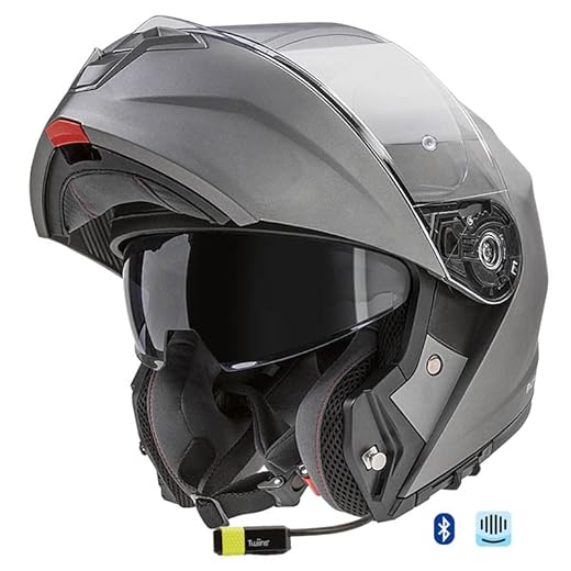 GARIBALDI G100 Bluetooth-Intercom Integrado Antracite Mate - Casco de Moto Modular P/J + Pinlock - Casco con Visor Solar Homologado ECE (L)