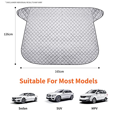 Tapha Extra Large Windshield Snow Cover For Ice & Sleet, Freeze Protector For Auto Coupe Sedan Truck Van Suv, 63" X 49.6" Inch (Silver) #TOP2