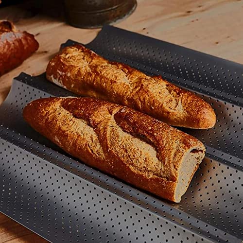 Forma De Pão Baguete Francesa Perfurada Antiaderente Para Assar Pão Francês 3 Ondas Aço Inoxidável E