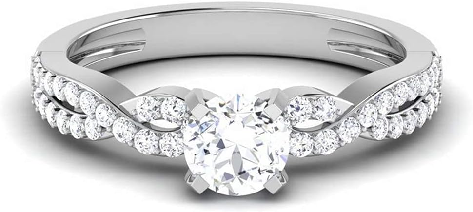 Aihpos Twisted Infinity Engagement Rings for Women Platinum Plated Silver, 1-1/4 Carat(ctw) Round Moissanite Rings Anniversary Wedding Promise Rings