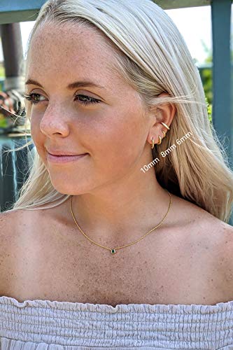 18K Gold Plated Sterling Silver Small Hoop Earrings Ring Cuff Ear Huggies | Simple Mini Hoops | Minimalist Second Hole Hoops Cartilage Hoop4