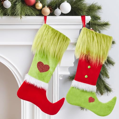 Personalized-Griinch-Christmas-Stockings-2-Pack-Funny-Griinch-Christmas-Decorations-20-Inch-Large-Gift-Bags-Plush-Hair-Christmas-Thief-Tree-Ornaments-Party-Favors-for-Fireplace-Holiday-Farmhouse Personalized Griinch Christmas Stockings 2 Pack Funny Griinch Christmas Decorations 20 Inch Large Gift Bags Plush Hair Christmas Thief Tree Ornaments Party Favors for Fireplace Holiday Farmhouse