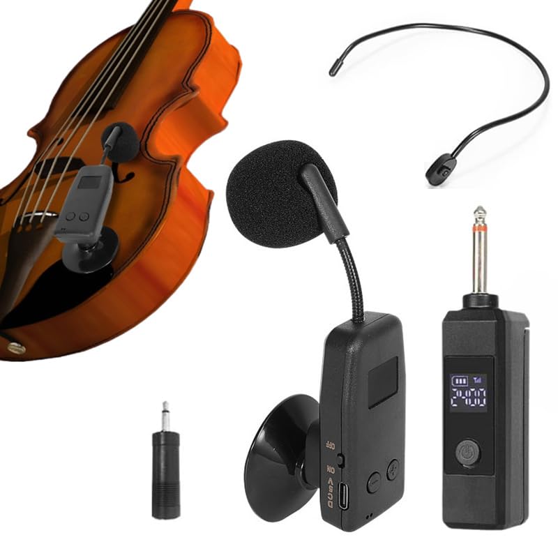 MICVISTA Wireless Violin Microphone with Suction Cup，Plug&Play Professional Sound Amplification for Acoustic Violin, Fiddle Performance and Recording