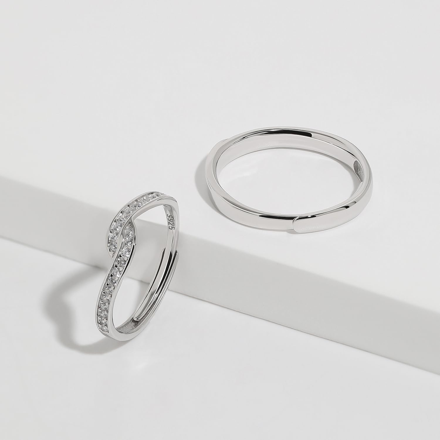Meissa 2pcs anelli di coppia in argento sterling per lei e lui Love You Forever Infinity Wedding Bands Anelli promessa d'argento con Cubic Zirconia gioielli sposa