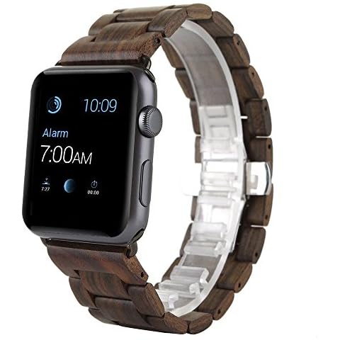AIYIBEN Nature Wood Replacement Loop Bracelet Watch Band Strap Compatible with Apple iWatch (Brown) Cover