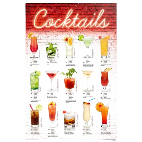 REINDERS Poster, Cocktails - german, Küche, Poster, Wanddeko, Room Decor, Bilderdruckpapier, Mehrfarbig, 91,5 x 61