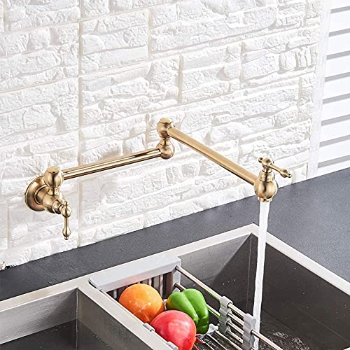 Grifo de llenado de olla de latón macizo para pared en cocinas elegantes 3