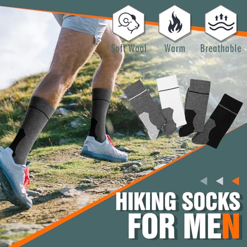 4 Paris Wool Warm Merino Socks for Men,wool Hiking Crew Socks, Winter Warm Socks3