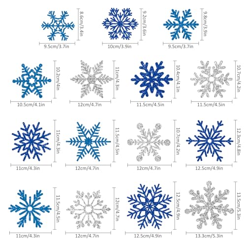 Imanes decorativos de copo de nieve azules y plateados, pack 15 miniatura 2