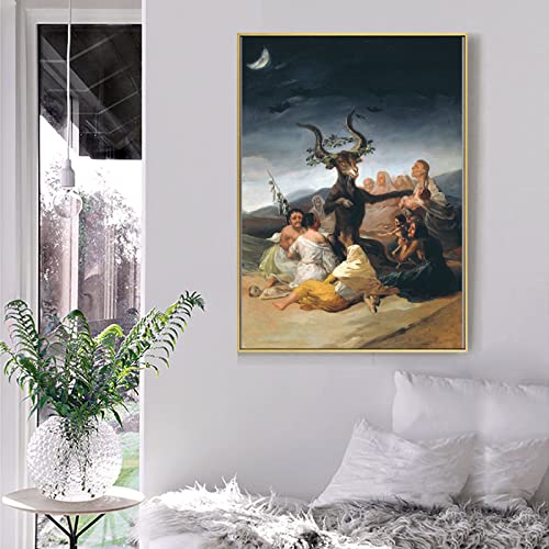 Francisco Goya Wall Art - Witches Sabbath Canvas Print Paintings For Bedroom - Famous Paintings Fine Art Poster Unframed 12X18In/30X45Cm #TOP1