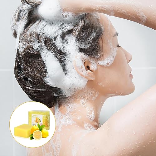 2 Pièces Savon au Citron, Savon Artisanal Bio, Savon Naturel Solide 100g, Barre de Savon pour la Peau, les Cheveux, le Corps, le Visage, Savon au Citron pour Bain, Douche, Lavage – vue 5