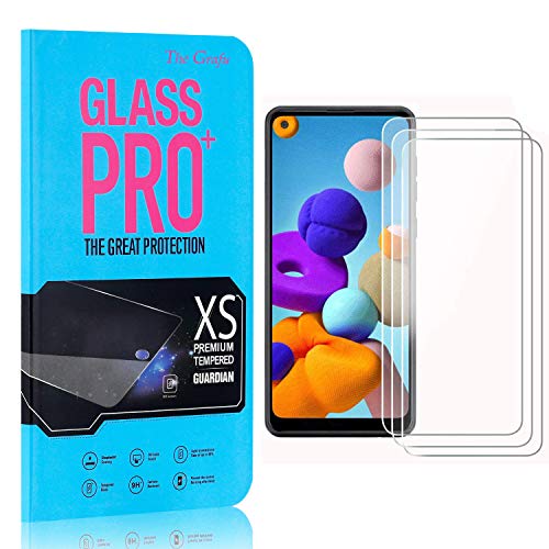 Screen Protector Compatible with Galaxy A21, The Grafu Anti Fingerprint Tempered Glass Screen Protector, HD Screen Protector for Samsung Galaxy A21, 3 Pack
