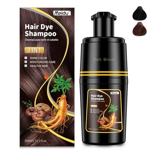 IIIMEIDU Shampoo De Tintura De Cabelo Para Cabelos Grisalhos, marrom escuro Hair Dye Shampoo 3 em 1 para mulheres e homens, xampu colorido semipermanente para cobertura de cabelos grisalhos, tintura instantânea natural para cabelos com ingredientes à base de ervas, 350 ml