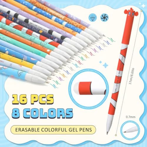 Bolígrafos Gel Borrables con Diseño Animal Multicolor 16 Piezas miniatura 2