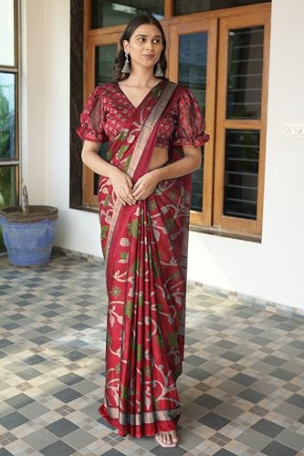 Image of MIRCHI FASHION Saree for Woman Chiffon Floral Printed | Lightweight Daily Wear Women's Sari with Unstitched Blouse Piece (Available in 20 Colors)