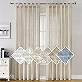Linen Curtains 84 Inch Natural Linen Semi Sheer Curtains Tab Top Light Filtering Panels Burlap Linen...