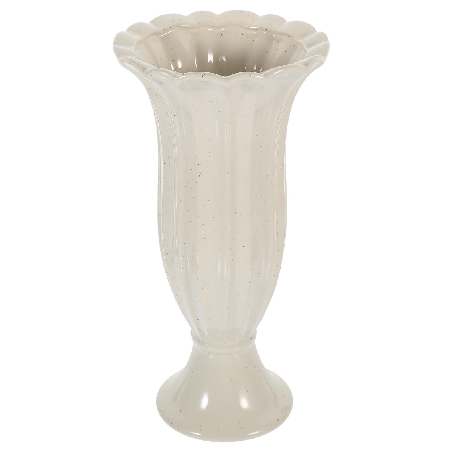 Vase commémoratif extérieur BETOOKY pot de fleurs en céramique beige pour tombes