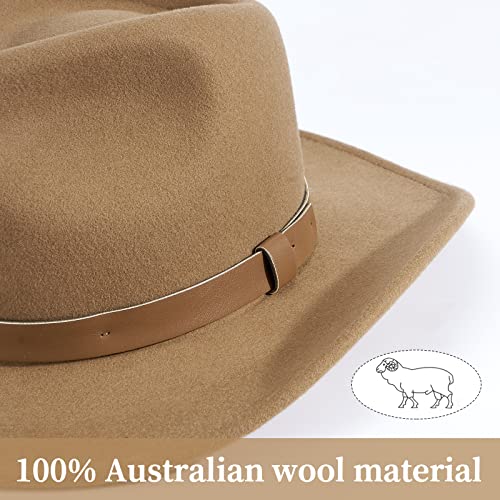 Mix Brown Western Outback Hat 100% Australian Wool Crushable Mens Cowboy Hat Wide Brim Pinch Front Hat Classic Style #TOP1