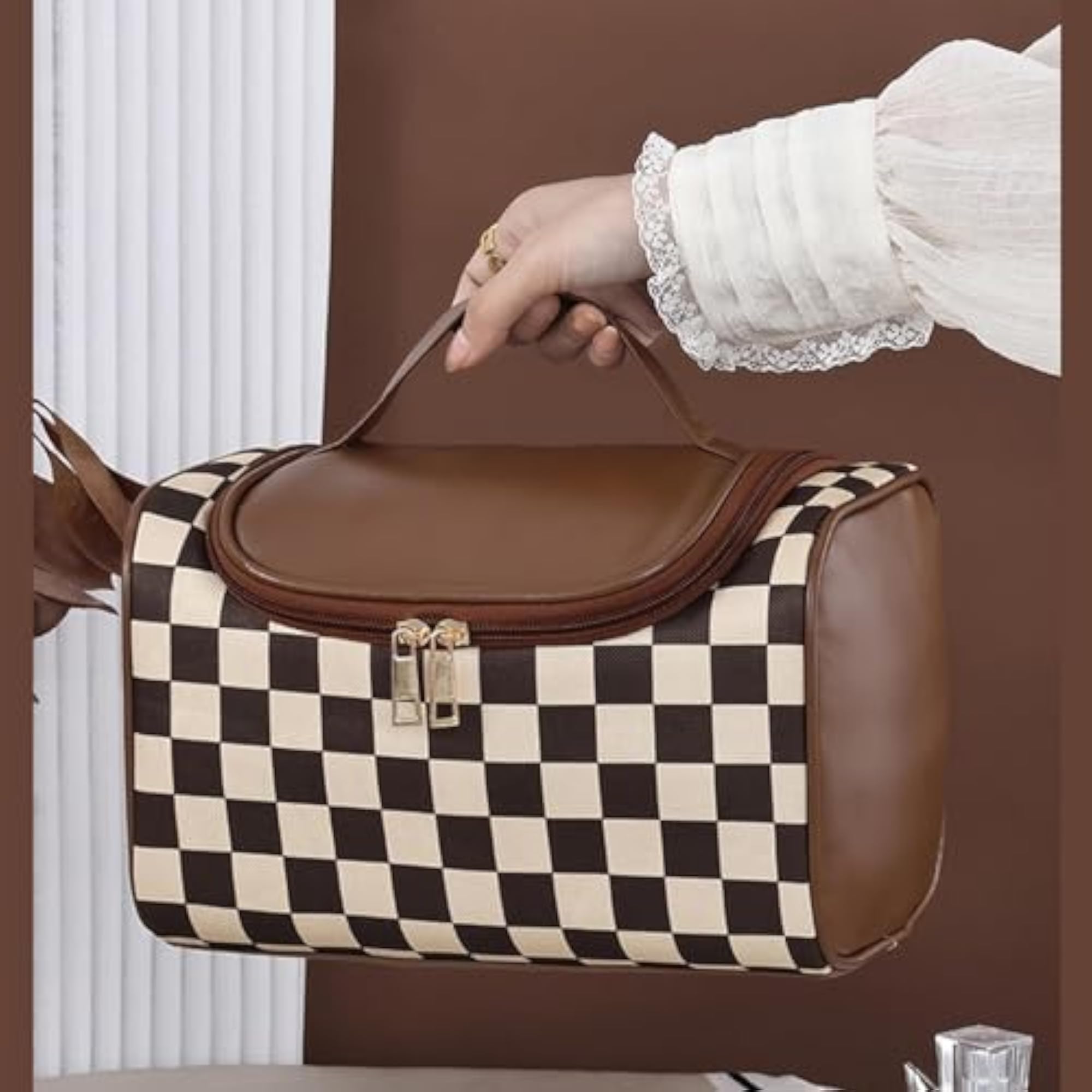 Portable Makeup Train Case, Travel Toiletry Bag