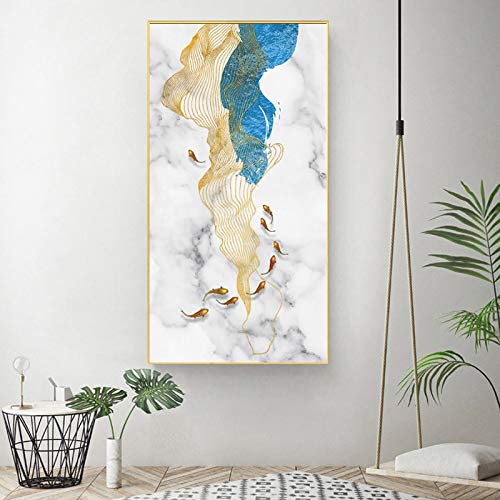 Decoración de la pared de salón con cuadro moderno Nine Fish de diseño abstracto en lienzo