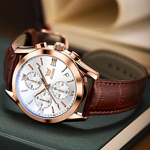 Image of OLEVS Mens Watches Stylish Chronograph Waterproof Luminous Silicon Strap Multifunction Watches for Men Business Men Wrist Watch