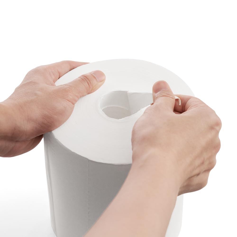 EZ-Pull Premium - Toallas de mano de papel de alimentación central, 2 capas, certificado FSC, blanco, 6 rollos x 600 hojas, P2C600