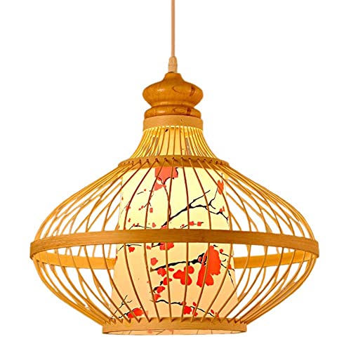Luminaire Suspendu en Bambou Naturel MOCHAMIK - Plafonnier Vintage Bois