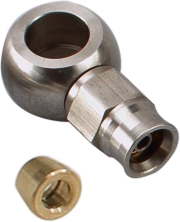 AC PERFORMANCE 3/16" Stainless Steel Brake Line Hard Tube 16 Feet Coil with Stainless Steel Brake Fitting Straight Banjo Eye Hole Diameter 10.2mm to -3 AN PTFE Hose End