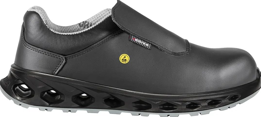 COFRA Sanitation ESD Zapato de Seguridad Laboral, Negro, Microfibra Hidrófuga, ESD Antiestático, Metal Free, Puntera de Fibra de Vidrio