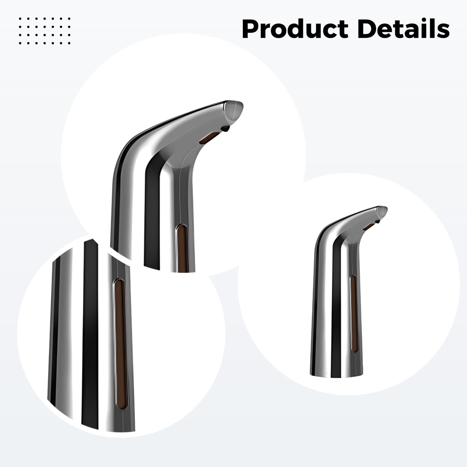 Dispensador automático de jabón con sensor infrarrojo sin contacto para fregadero de baño y cocina, 400 ml, gran capacidad, diseño impermeable IPX7, fácil de limpiar, estética plateada moderna